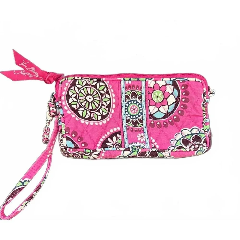 Vera Bradley‎ Wristlet Pink Floral Mandala Quilted Cotton Wallet OS